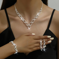 Amazon Cross-border Accessories Bridal Photography Women's Necklace Earrings Silver Necklace Bridal Accessories Set