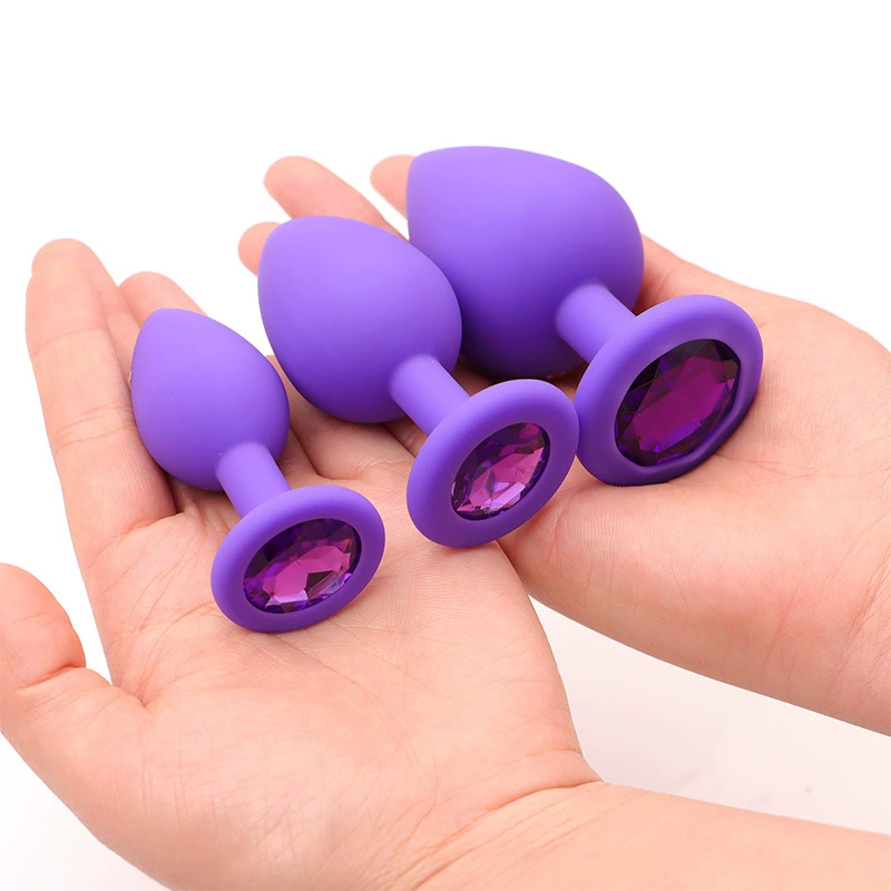 Silicone Anal Plug Set, Men, Jewel-Base, Multiple Sizes (4–12 cm)