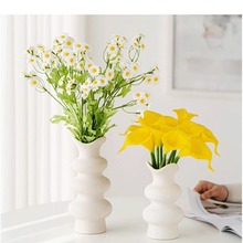 陶瓷简约圆圈装饰花瓶家居暖装北欧风室内桌面葫芦花培鲜花花插