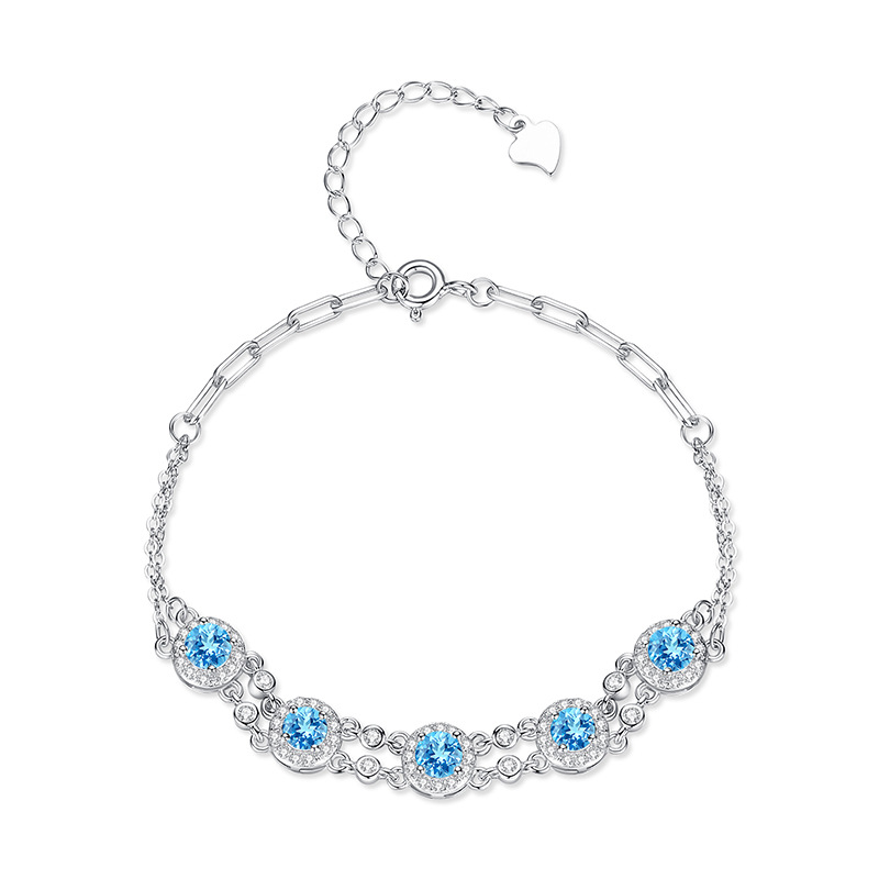 S925 pulsera de plata esterlina moda femenina piedra natural de alta calidad pulsera japonesa y coreana dedicada transfronteriza joyería de plata personalizada