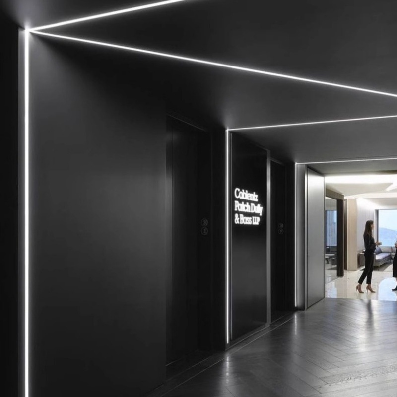 Ranura de lámpara de aluminio, lámpara de línea montada en la pantalla, lámpara de línea LED de esquina, tira de luz lineal incorporada oculta sin fábrica de luz principal