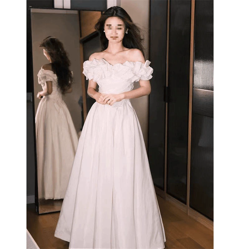 Французские тысячи золотых банкетных платьев женские 2025 новые тонкие длинные платья летом