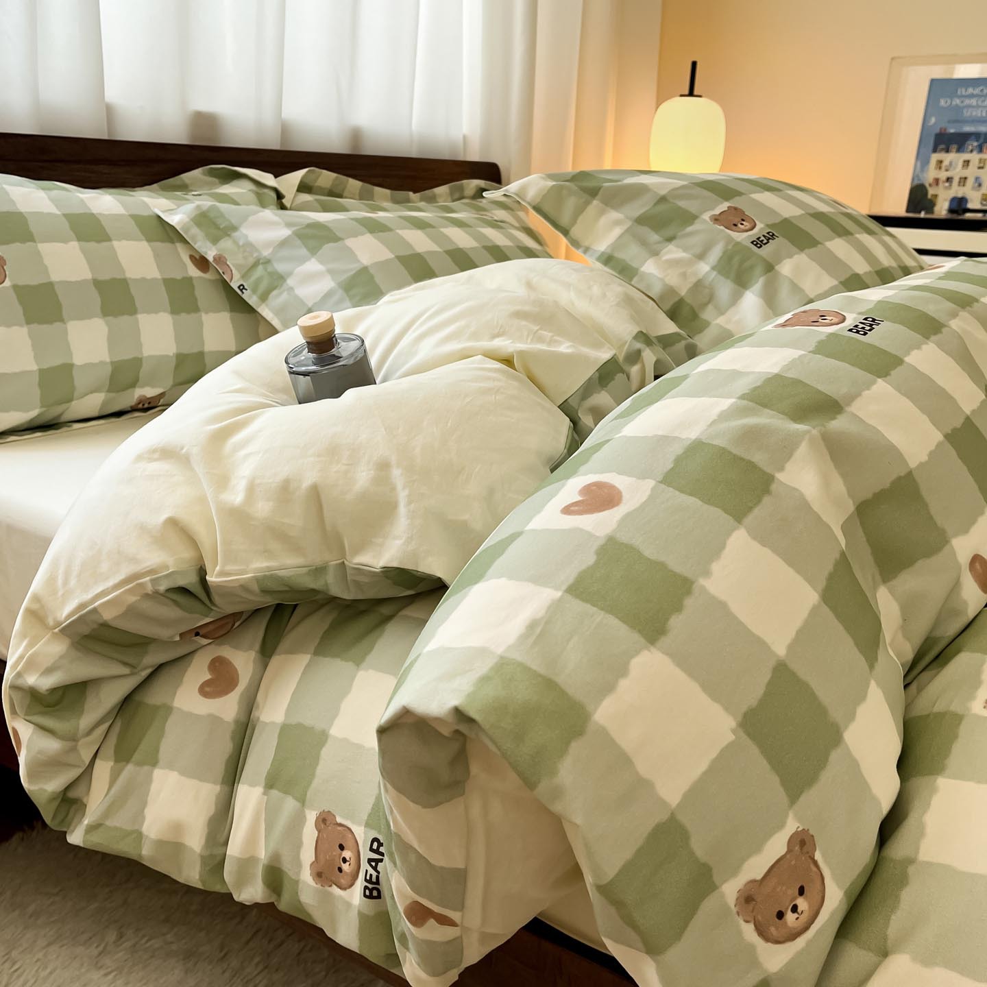 Four-piece Printed Brushed Cotton Bed Sheet Set For Autumn Winter_voghion.com
