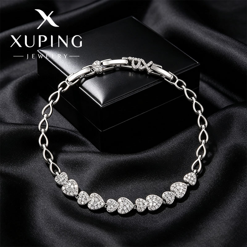 Pulsera de Corazón con Gemas de Aleación de Cobre, Decorativo, para Mujer image 7