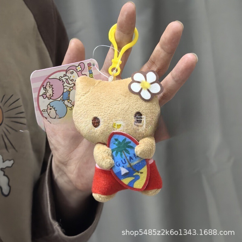 黑色草帽kitty帽宝宝挂件爱心扣公仔玩偶可爱赫本风挂饰钥匙扣|undefined
