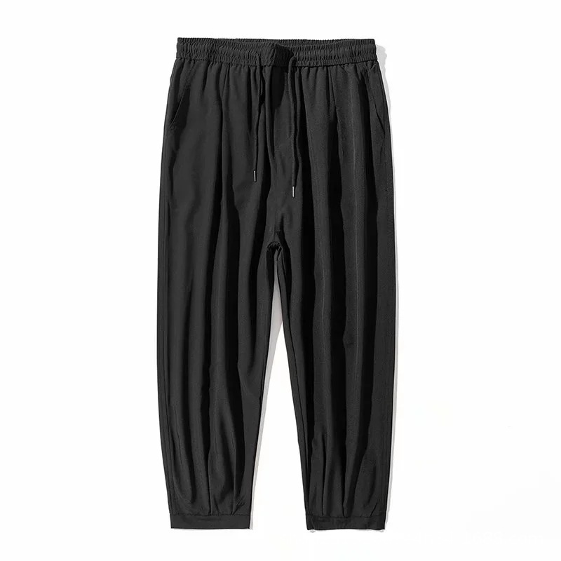 Pantalones casuales de seda de hielo de verano para hombres pantalones sueltos más tamaño noveno pantalones gordos deportes pantalones ultrafinos pantalones de hombre