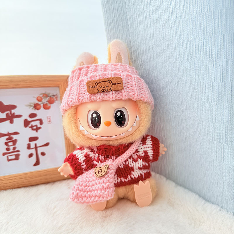 Solo ropa] Llavero de primera y segunda generación Labubu colgante de ropa Rabubu ropa de bebé suéter de punto traje de sombrero
