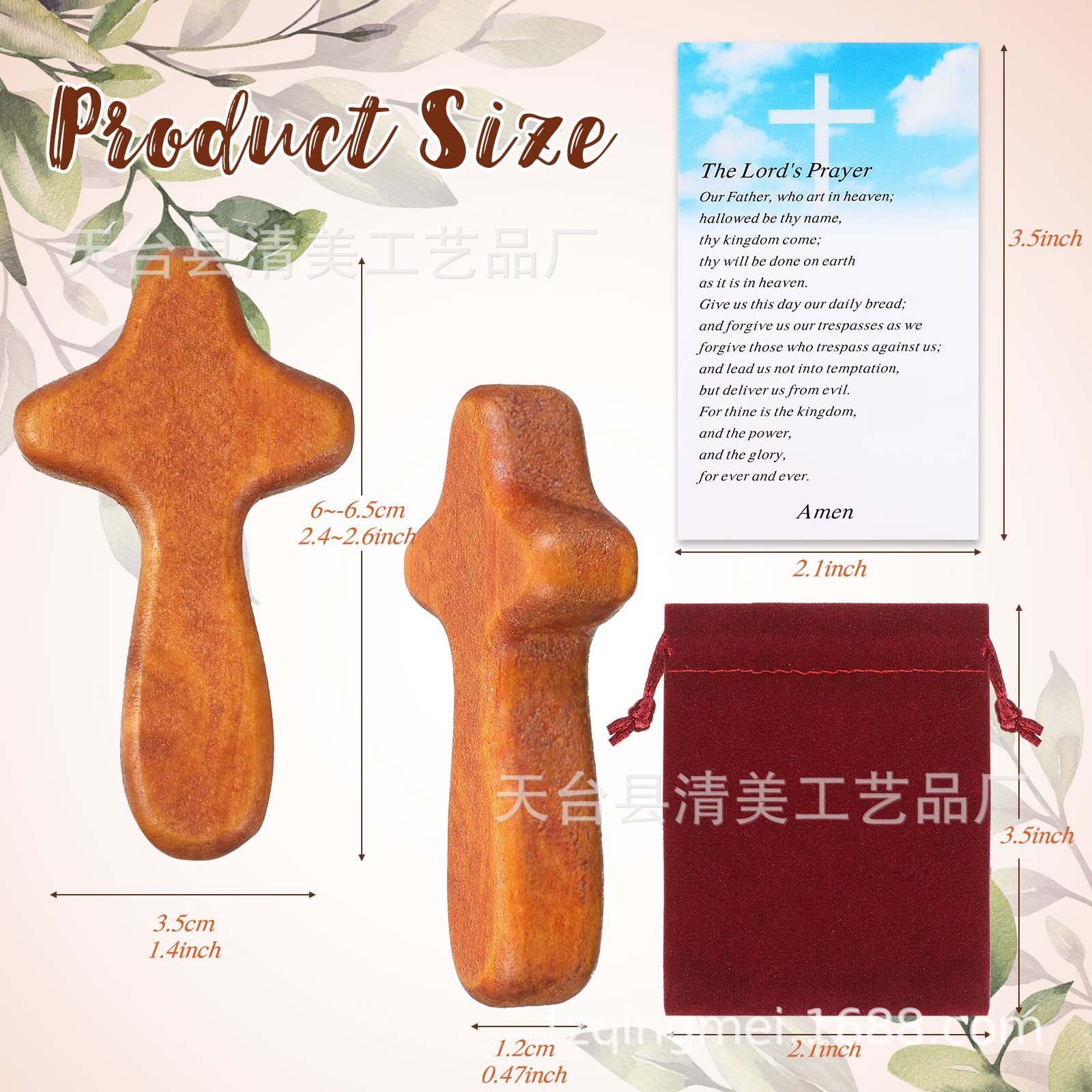 Madera maciza adornos de madera artesanía de madera Cruz oración de madera