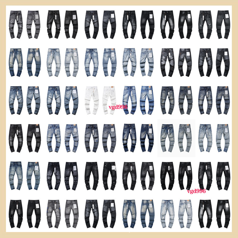 Cross-border European and American Purple Brand Straight Jeans Jeans Washed Old Retro Ripped-hole Duffy Handsome American