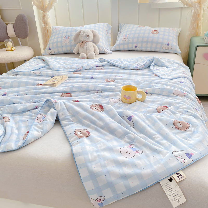 Edredón fresco de verano de algodón de punto de fibra de soja de clase A, colcha fina de verano para niños lavable a máquina, colcha de aire acondicionado