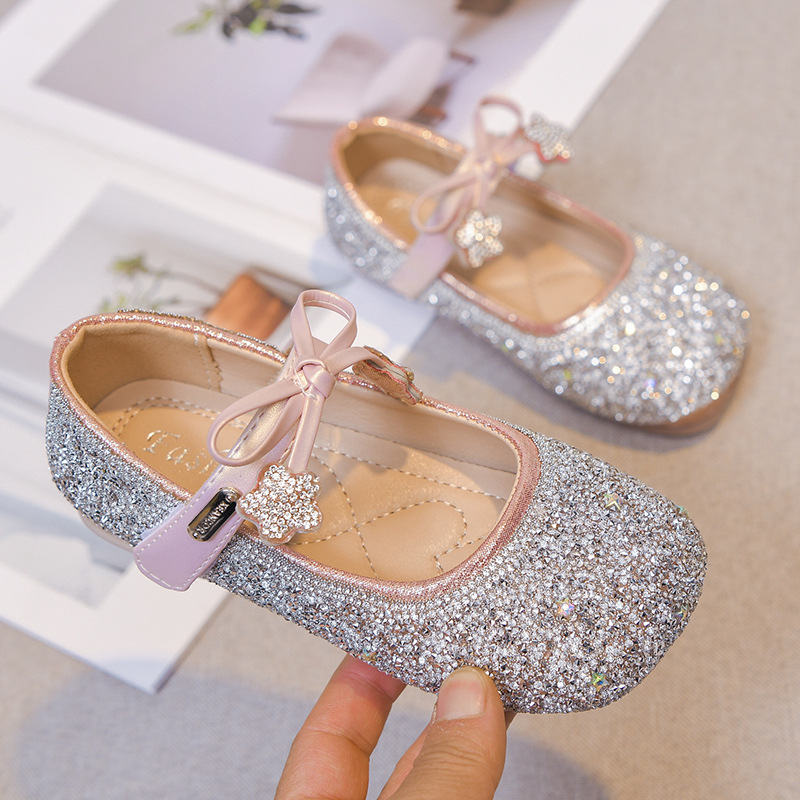 Zapatos de princesa de diamante de niñas 2026 primavera y otoño nuevos zapatos de cristal para niños zapatos de baile de cuero suave image 9