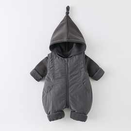 婴儿秋装衣服男宝宝女秋冬夹棉连体衣加厚新生儿春秋爬服分体套装