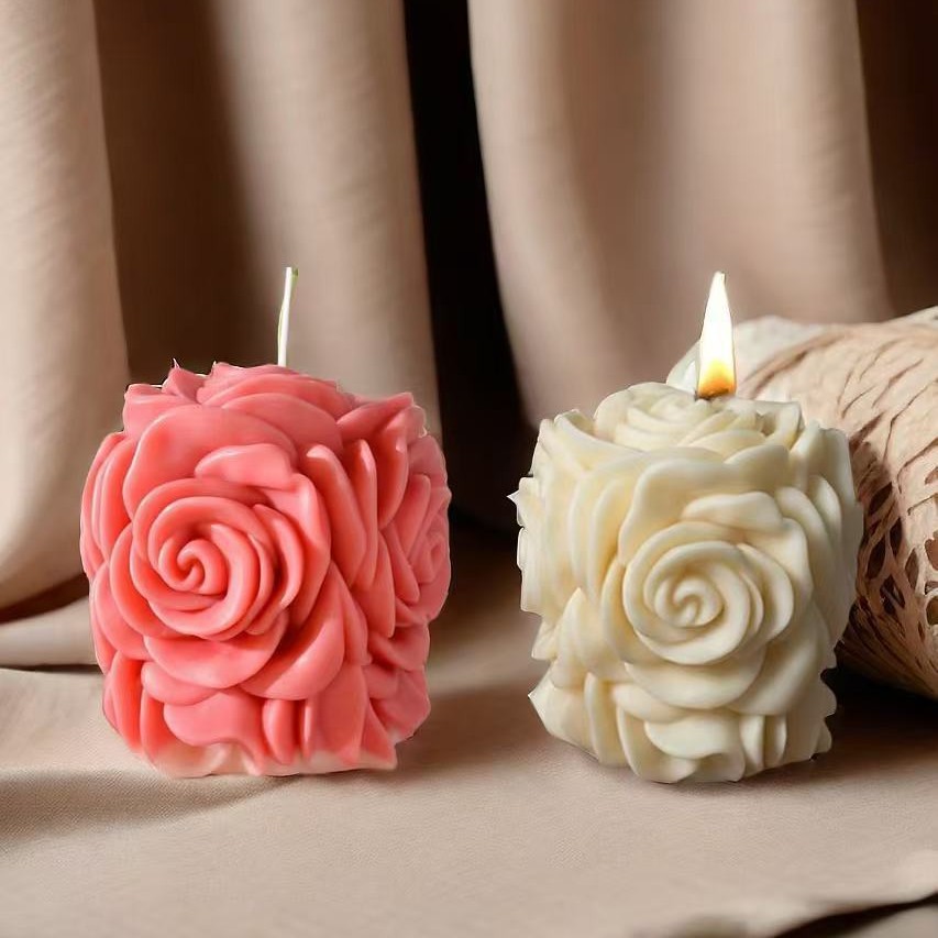 Ventas transfronterizas calientes ins viento rosa columnar cera de incienso regalo de mano joyería para el hogar sin humo cera de soja fragancia