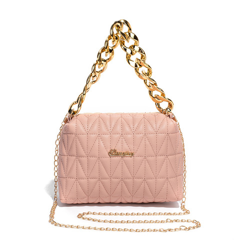 Women's bag  new style gold glue chain embroidered trademark crossbody small square bag casual mobile phone bag coin purse foreign trade small bag