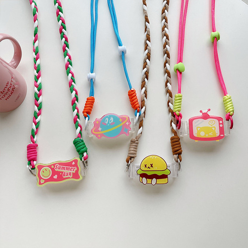 Cartoon acrylic mobile phone back clip, cross-body strap, cute lanyard for girls, outdoor versatile anti-falling mobile phone clip rope