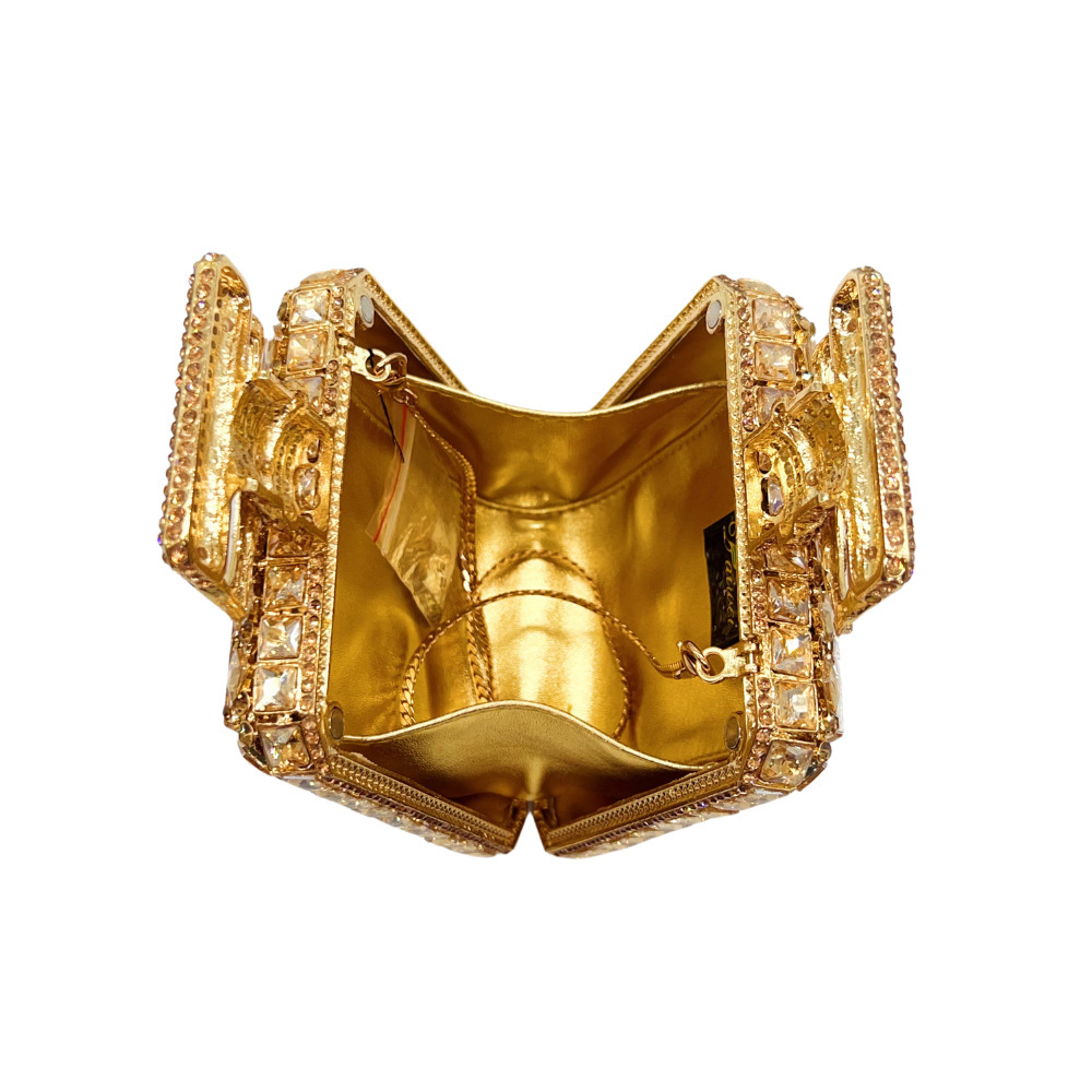 Transfronterizos nueva botella de perfume cuadrada con diamantes bolsas de cena europeas y americanas bolsas de mano de diamantes clutch nuevo oro blanco