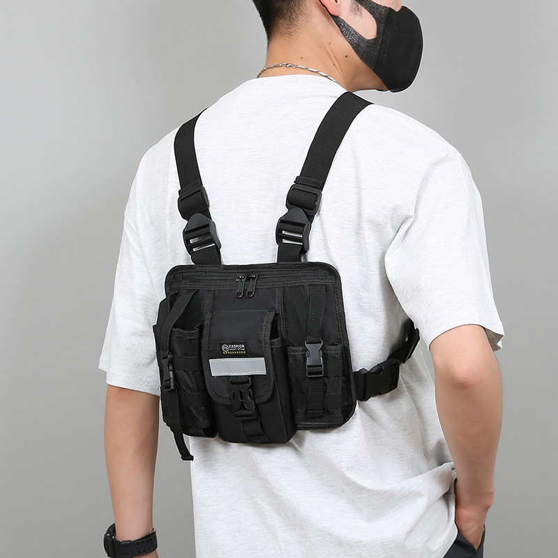 トレンディな戦術的な機能的なベストバッグメンズカジュアルシンプルな大容量作業服チェストバッグマルチポケットパーソナライズされたバックパック|undefined