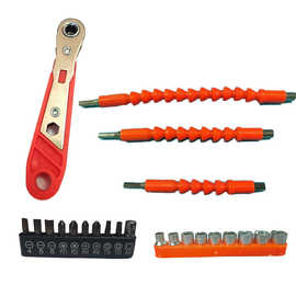 批发棘轮螺丝刀套筒接杆万向软轴正反转L型拐弯五金工具厂W18