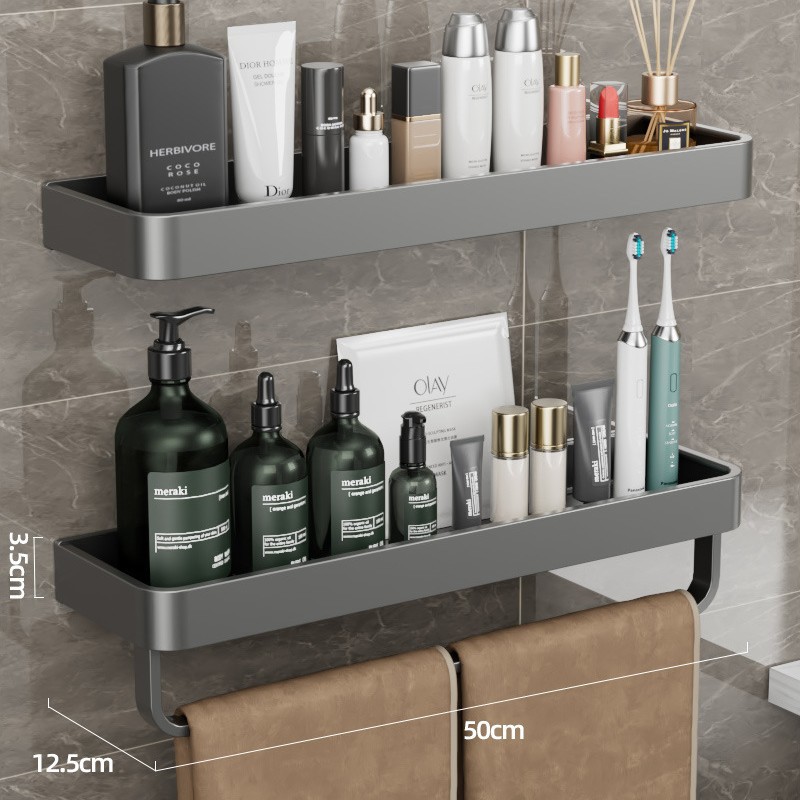 Pistola de baño gris triángulo almacenamiento rack montado en la pared de ponche-libre baño Baño lavabo esquina almacenamiento