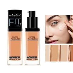 跨境多色粉底液深膚色玻璃瓶保濕滋潤遮瑕輕盈無瑕持久不脫妝控油