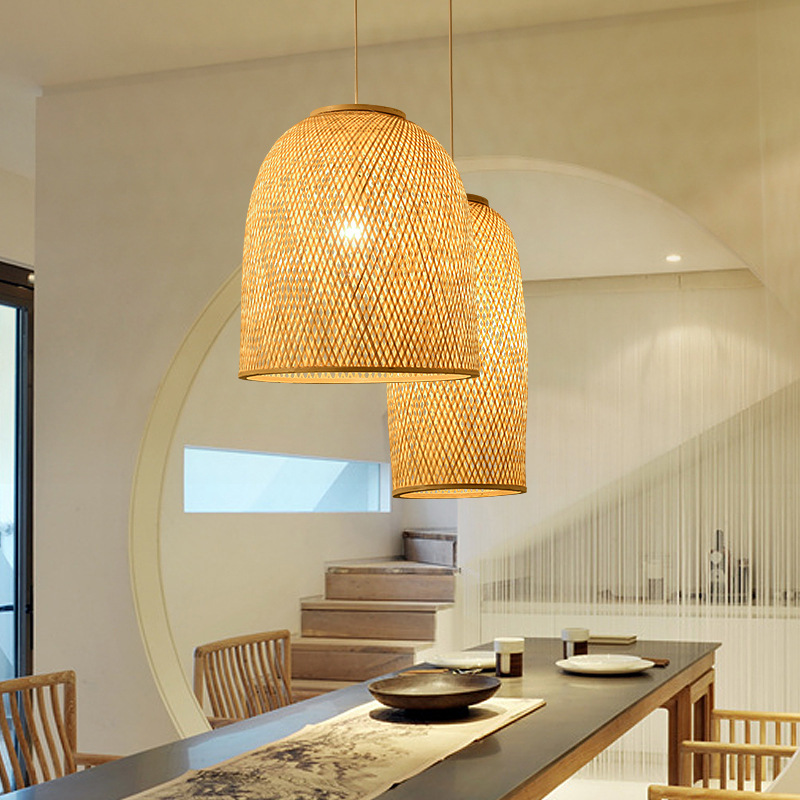 Arte de bambú bambú tejido lámpara de estilo chino pastoral personalidad lámpara de bambú restaurante hotel residencial con balcón lanterna de estilo japonés