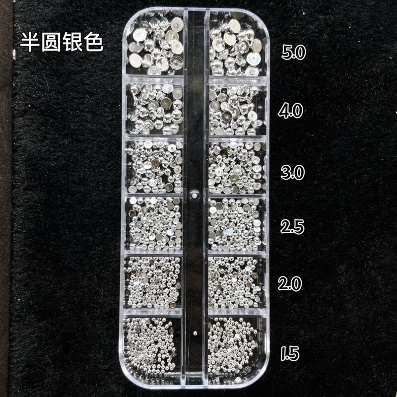 美甲铆钉饰品半圆铆钉珍珠金银色平底实心半球日系朋克风指甲装饰|undefined