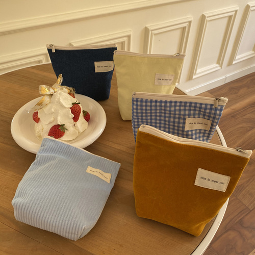  New Coin Purse Bag Mini Makeup Bag Lipstick Hand-held Touch-up Bag Cushion Portable Cotton Small Bag