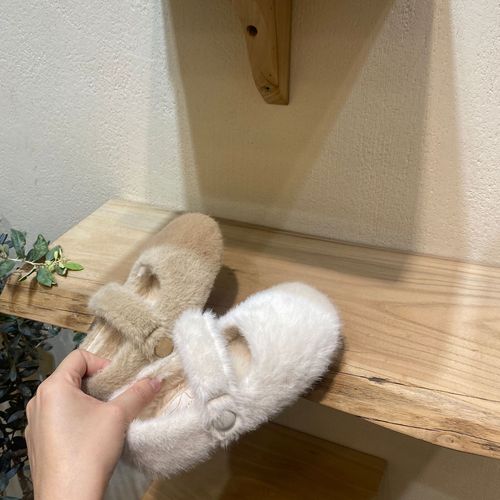 Korean same style children's shoes  autumn and winter new girls' furry shoes soft sole plush cotton shoes versatile warm shoes