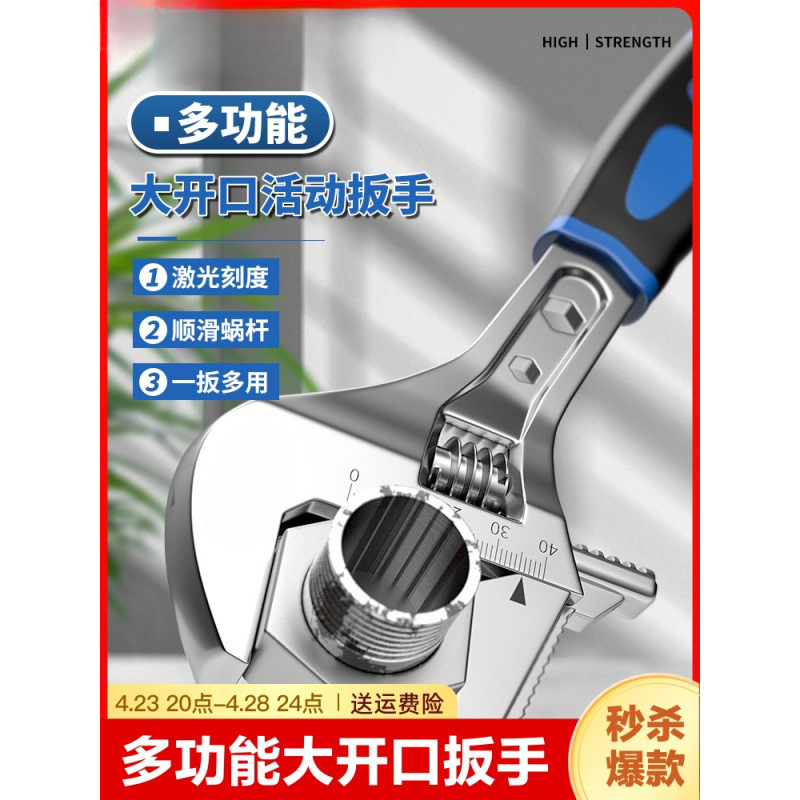 正泰活动扳手工具套装活口管钳多功能大开口卫浴12寸调节