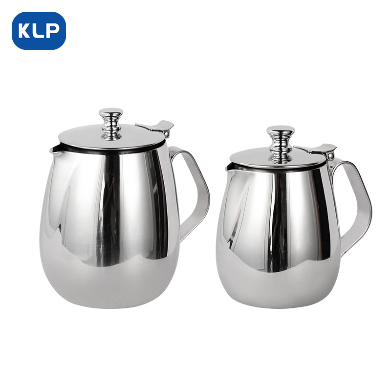 KLP不锈钢奶泡杯拉花壶带盖 打奶泡拉花缸加厚调奶茶壶花式咖啡壶|ru