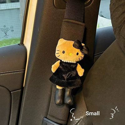 Popular Internet Celebrity Seatbelt Shoulder Pad Long-Legged Hello Kitty Chanel-Style Protective Cover Cute Plush Doll Car Hanging Ornament (Seat belt shoulder pad) - 1-black-long-legged-kt-shoulder-pad-25cm