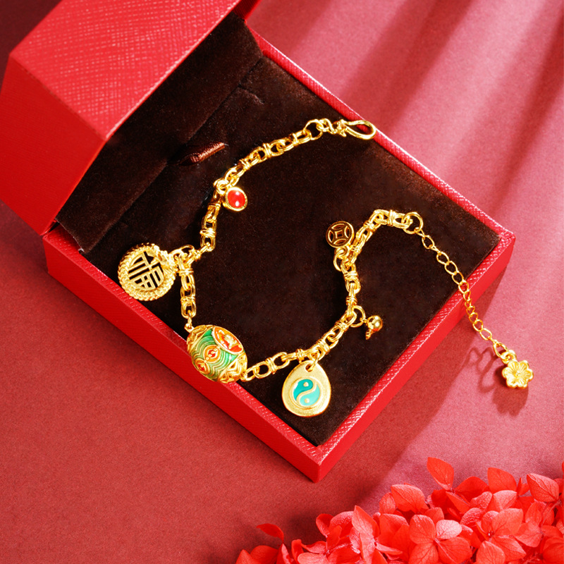 Vietnam Sha Jin Fengxiang Yun Tai Chi Fu pulsera chapado en oro no se desvanecerá retro joyería Yiwu al por mayor