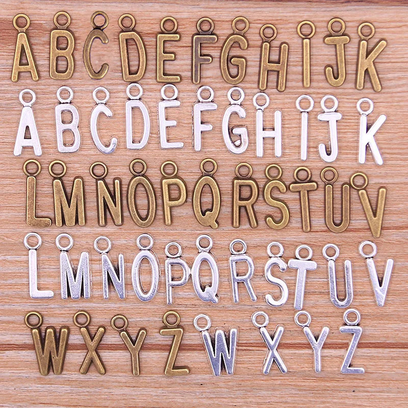2 Color DIY Zinc Alloy Jewelry Small Accessories English Letters 26 Pendants Pendant Jewelry Bags Mobile Phone Accessories