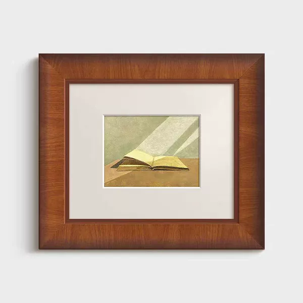 Type B - light brown wood grain solid wood frame + cardboard + plexiglass