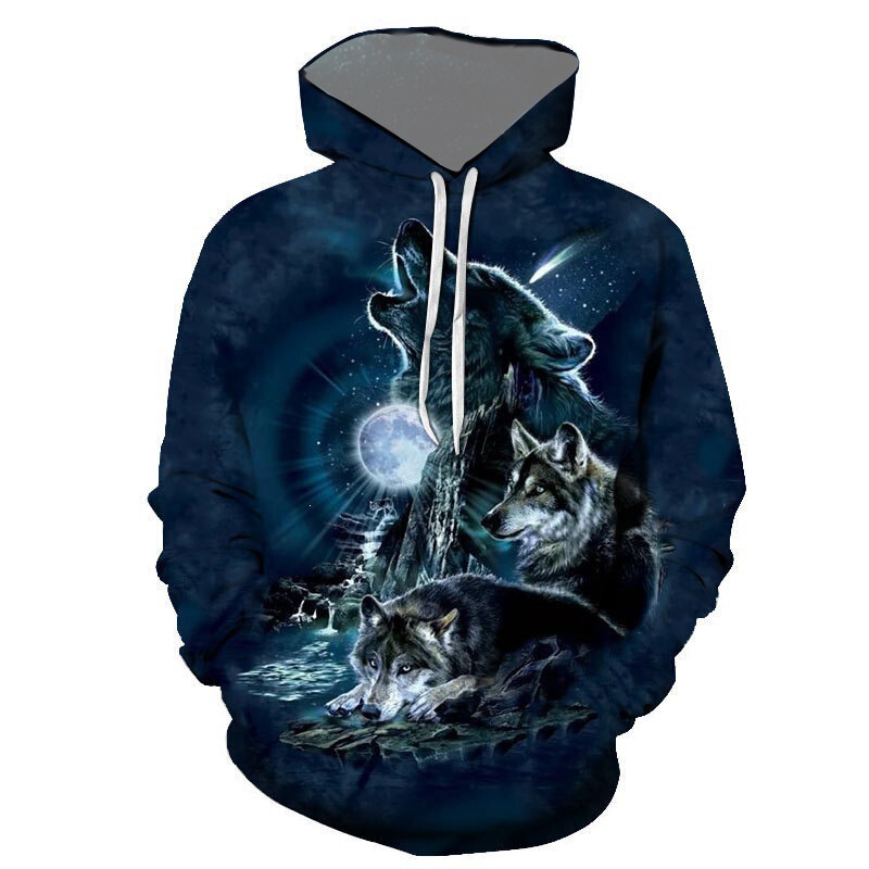 Cross-border foreign trade Amazon men's clothing autumn and winter long-sleeve sweatshirt European and American street style hooded sweatshirt 3D wolf print sweatshirt for men Cross-border foreign trade Amazon men's clothing autumn and winter long-sleeve sweatshirt European and American street style hooded sweatshirt 3D wolf print sweatshirt for men