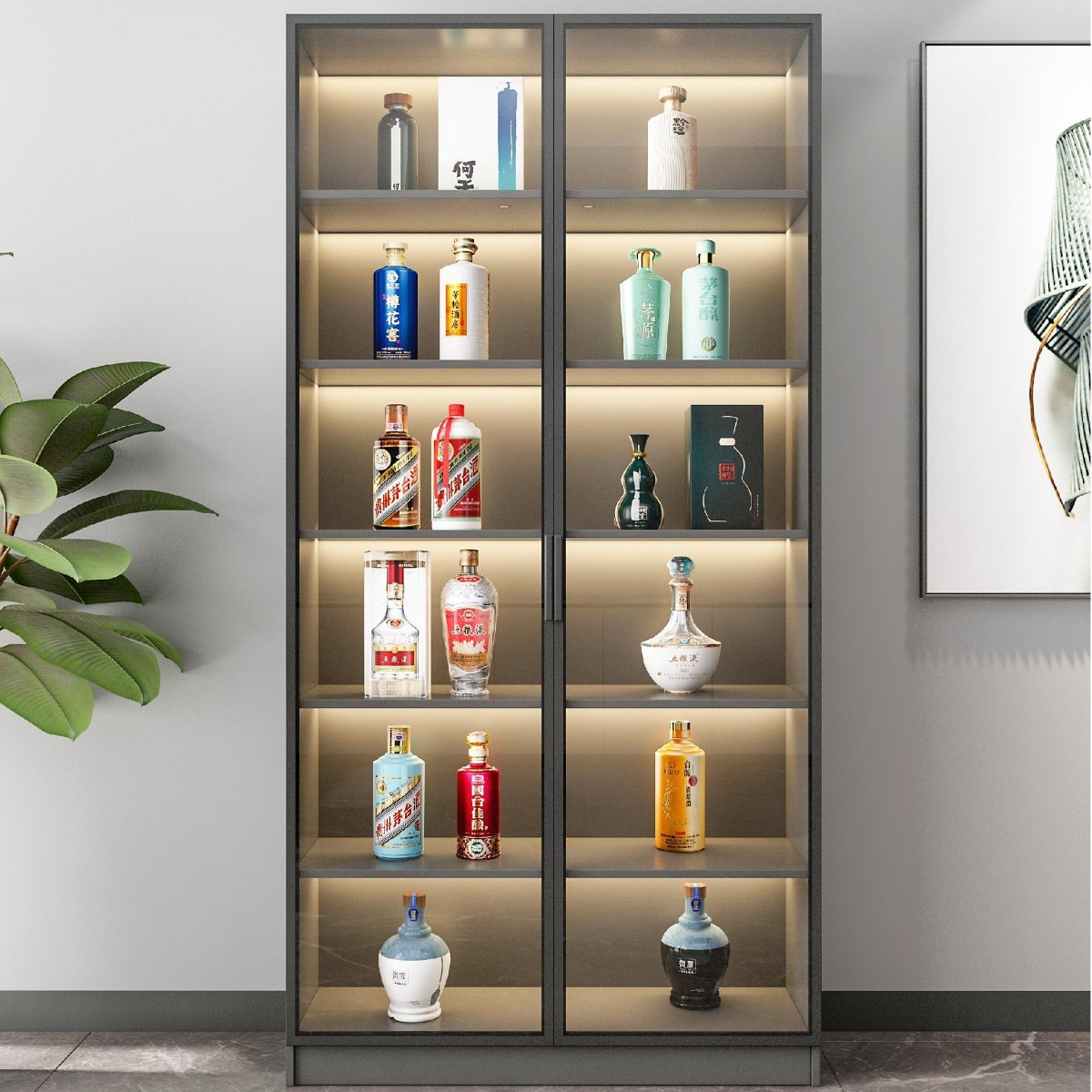 New Wine Cabinet Glass Wine Cabinet Wall-Mounted White Wine and Red Wine Cabinet Home Small Wine Rack Living Room 2025 Glass Small and Exquisite