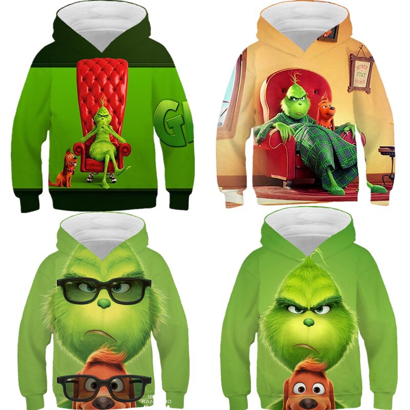 Cross-border new The Grinch green fur monster Grinch cos sweater Christmas 3D digital printing factory direct sales Cross-border new The Grinch green fur monster Grinch cos sweater Christmas 3D digital printing factory direct sales