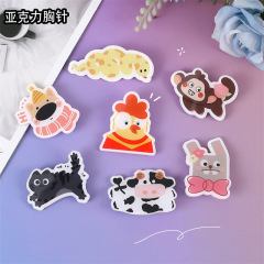 新しい外国貿易バッジ森林動物パーティーかわいいアクリルブローチ漫画パッチヘアクリップ冷蔵庫貼り部品