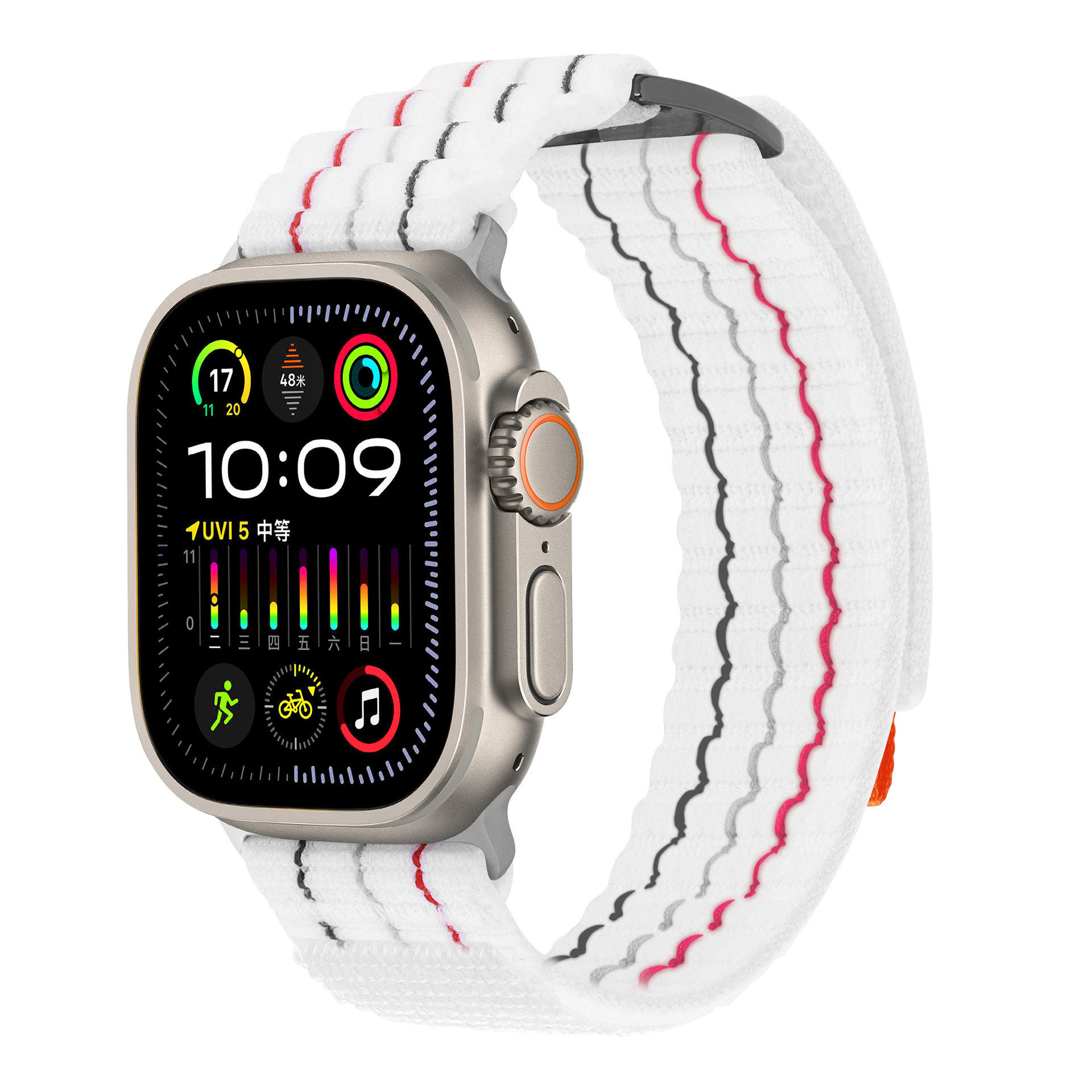 Suitable for apple watch3456789, double-section leather-coated nylon loop strap, Apple 10 strap undefined