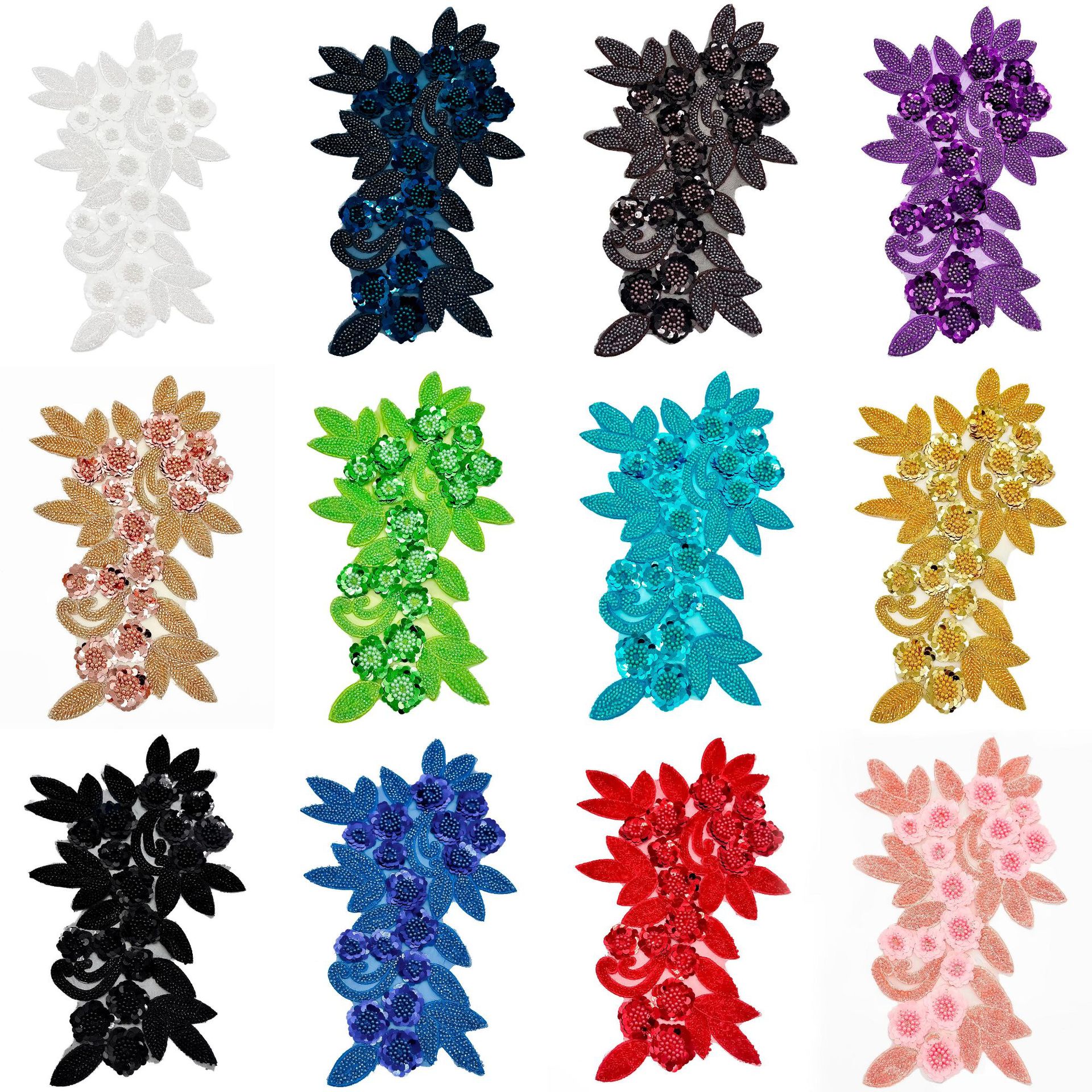 Nuevo transfronterizo de la industria pesada clavos cuentas cuentas sequillas flor tridimensional encaje vestido de boda vestido vestido de rendimiento vestido pegatinas de flores