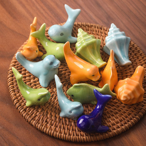 Japanese ZAKKA ceramic ocean cartoon animal chopstick holder pillow snail dolphin whale tropical fish sea lion chopstick holder