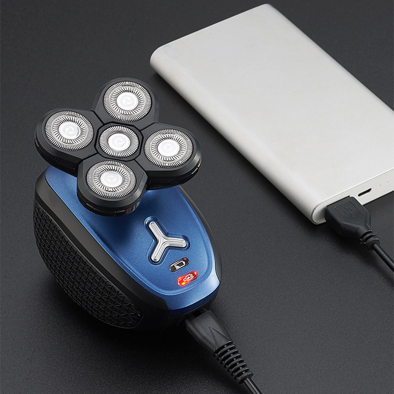 Original design new explosive popular men's multi-function razor USB rechargeable five-blade head push white push light razor_voghion.com