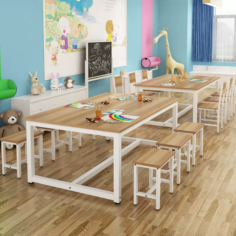 美术桌绘画桌儿童小学生培训班课桌椅画室托管桌椅画画桌子绘画台