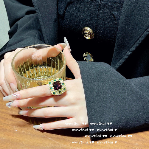 Sotheby's malachite emerald lace honeycomb ring designer 18K gold plated snowflake zircon ring