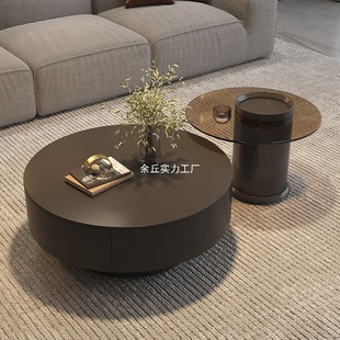 Italian Light Luxury Slate Coffee Table Minimalist Storage Living Room Small Apartment Tea Room Style Round Home Tea Table Combination