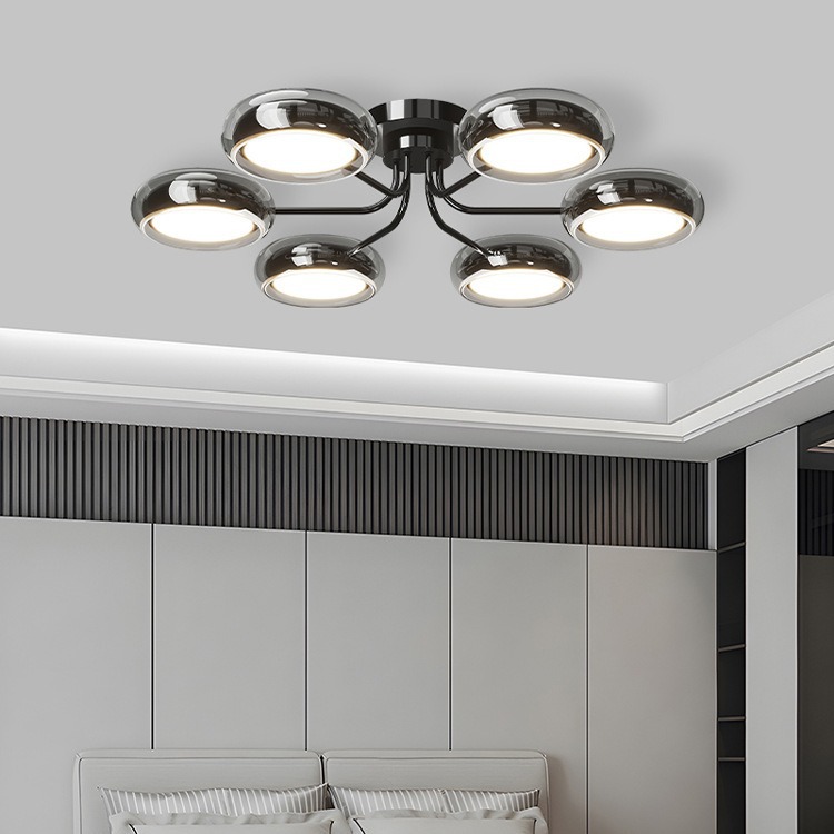 Italia minimalista lámpara de sala de estar lujoso creativo de vidrio gris moderno minimalista de alta calidad habitación dormitorio lámpara de techo
