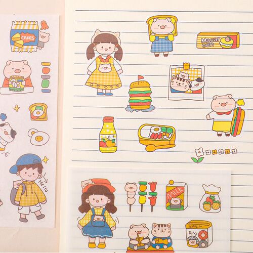 Adhesive Stickers for Teenagers Daily Life, Student Handwritten Diary Accessories, Craft Materials for Kids DIY Albums and Journals, Small Stickers