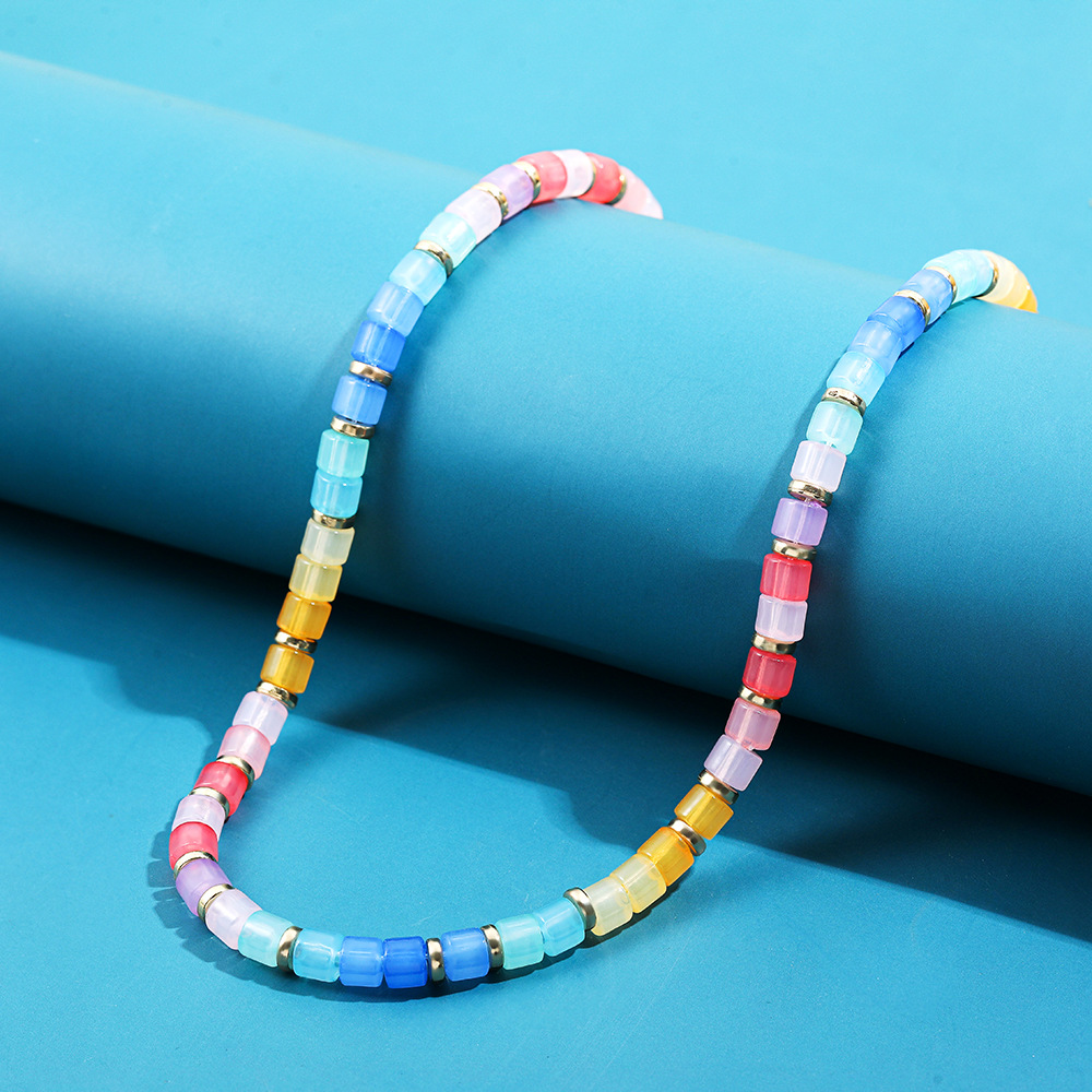 8g Weight Necklace Classification Resin, Copper Chain Material Beaded Chain Chain Type 1 Piece Quantity Holiday, Daily Occasion Resin, Copper Material Colorful Pattern All Seasons Season Women's Gender Vacation Style Vacation Colorful Resin Copper Beaded Chain Beaded Necklaces Wholesale 11