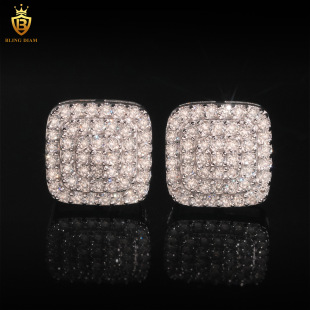 Ins New Hot Sale S925 Silver Inlaid Moissanite Square Stud Earrings Wholesale Supply Casual Stud Earrings