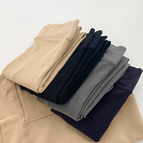 Women's Vertical Striped Thinning Tights Leggings Knit Nylon Dragon Fleece 170g for Autumn and Winter